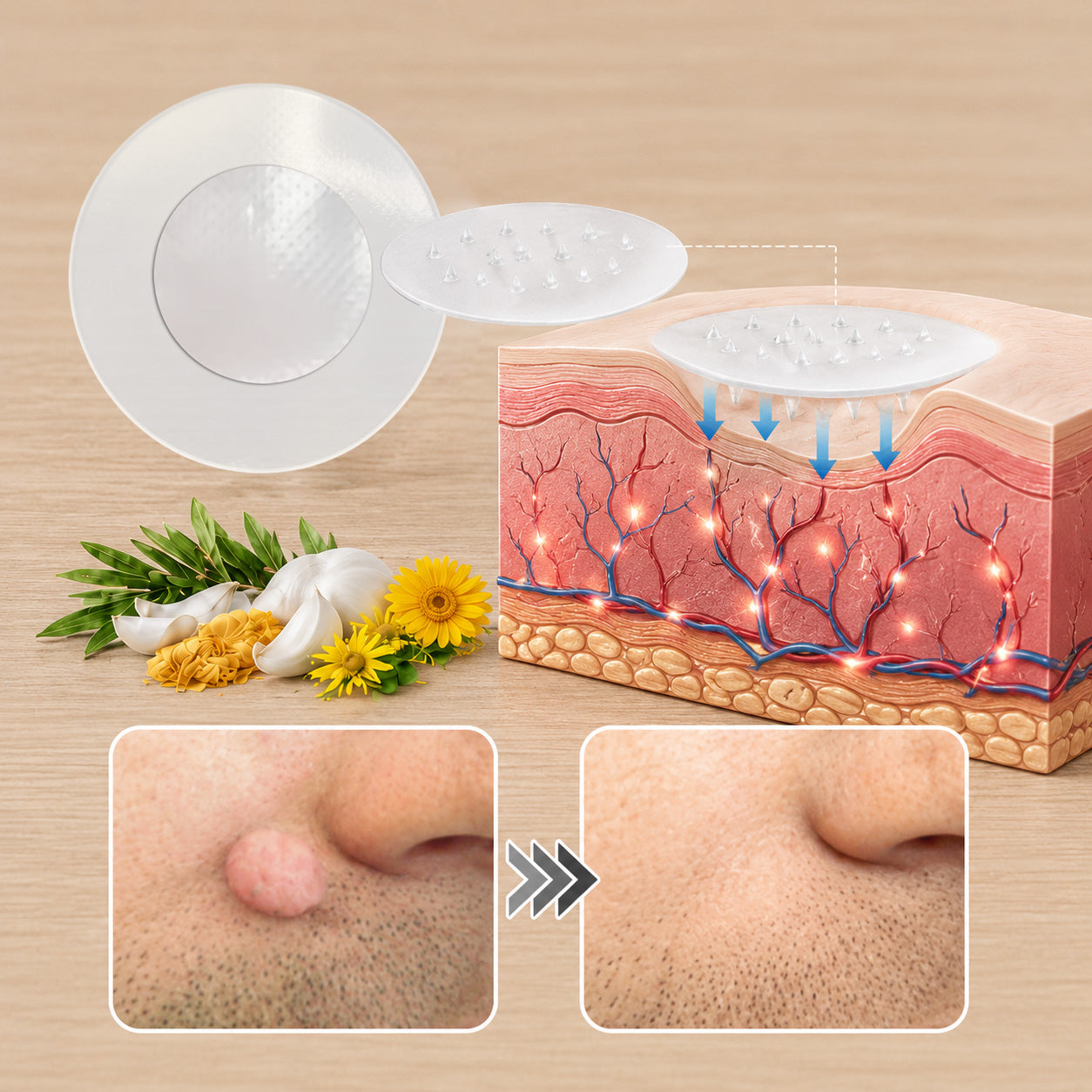 🔥Muwix®2-in-1 Microneedle & Hydrocolloid Patch🍀| Removes Raised Moles, Acne, Flat Warts & Skin Tags | Helps Improve Wrinkles, Scars & Blemishes | Invisible Patches for Face & Body