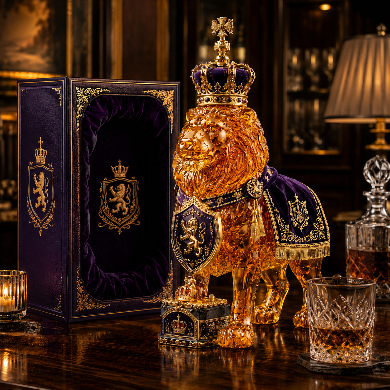 👑Crown 87th Anniversary Royal Lion Whiskey Bottle（Free Shipping）