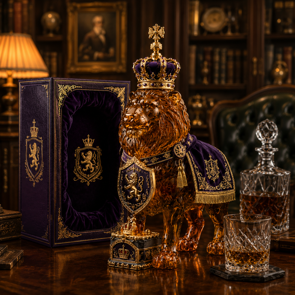 👑Crown 87th Anniversary Royal Lion Whiskey Bottle（Free Shipping）
